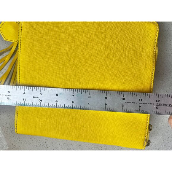 Yellow JW Hulme Leather Crossbody Bag With Tassel Accent & Adjustable Strap - Picture 7 of 14